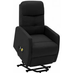 HAPPYSHOPPING Fauteuil Inclinable De Massage Noir Tissu