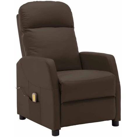 HAPPYSHOPPING Fauteuil De Massage Inclinable Marron Similicuir 3 HAPPYSHOPPING Fauteuil De Massage Inclinable Marron Similicuir