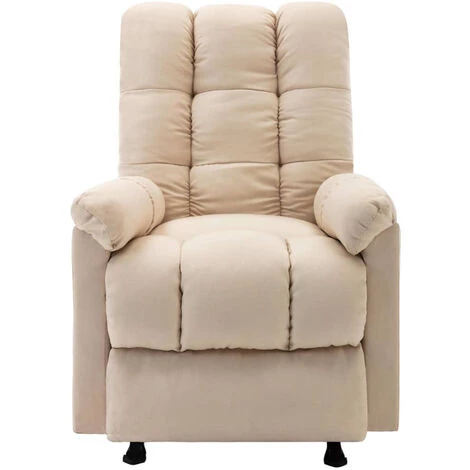 HAPPYSHOPPING Fauteuil De Massage Inclinable Creme Tissu 5 HAPPYSHOPPING Fauteuil De Massage Inclinable Creme Tissu – Image 3