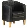 HAPPYSHOPPING Fauteuil Noir Cuir Veritable -Pas Cher Fauteuil Magasin 40272919 1