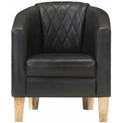 HAPPYSHOPPING Fauteuil Noir Cuir Veritable -Pas Cher Fauteuil Magasin 40272919 3