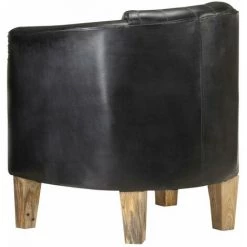 HAPPYSHOPPING Fauteuil Noir Cuir Veritable -Pas Cher Fauteuil Magasin 40272919 4