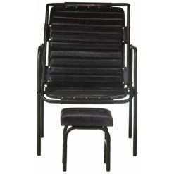 HAPPYSHOPPING Fauteuil De Relaxation Avec Repose-pied Noir Cuir Veritable -Pas Cher Fauteuil Magasin 40274469 2