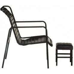 HAPPYSHOPPING Fauteuil De Relaxation Avec Repose-pied Noir Cuir Veritable -Pas Cher Fauteuil Magasin 40274469 3