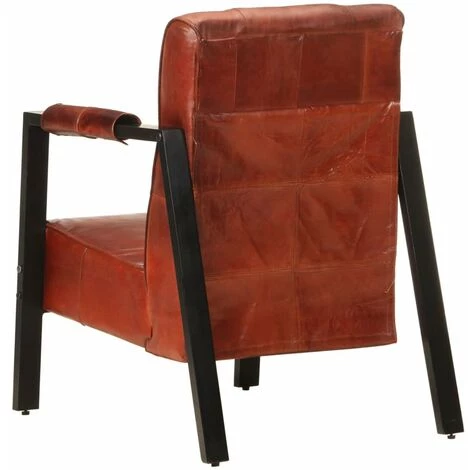 HAPPYSHOPPING Fauteuil 60x80x87 Cm Marron Fonce Cuir De Chevre Veritable 6 HAPPYSHOPPING Fauteuil 60x80x87 Cm Marron Fonce Cuir De Chevre Veritable – Image 4