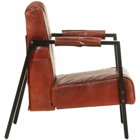 HAPPYSHOPPING Fauteuil 60x80x87 Cm Marron Fonce Cuir De Chevre Veritable 7 HAPPYSHOPPING Fauteuil 60x80x87 Cm Marron Fonce Cuir De Chevre Veritable – Image 5
