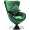 HAPPYSHOPPING Fauteuil Pivotant En Forme D’œuf Et Coussin Vert Fonce Velours -Pas Cher Fauteuil Magasin 40275438 1
