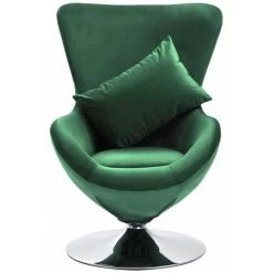 HAPPYSHOPPING Fauteuil Pivotant En Forme D’œuf Et Coussin Vert Fonce Velours 9 HAPPYSHOPPING Fauteuil Pivotant En Forme D’œuf Et Coussin Vert Fonce Velours -Pas Cher Fauteuil Magasin 40275438 3