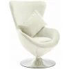 HAPPYSHOPPING Fauteuil Pivotant En Forme D’œuf Avec Coussin Creme Velours