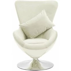 HAPPYSHOPPING Fauteuil Pivotant En Forme D’œuf Avec Coussin Creme Velours 9 HAPPYSHOPPING Fauteuil Pivotant En Forme D’œuf Avec Coussin Creme Velours -Pas Cher Fauteuil Magasin 40275443 3