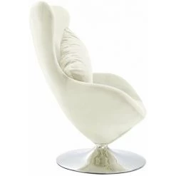 HAPPYSHOPPING Fauteuil Pivotant En Forme D’œuf Avec Coussin Creme Velours 10 HAPPYSHOPPING Fauteuil Pivotant En Forme D’œuf Avec Coussin Creme Velours -Pas Cher Fauteuil Magasin 40275443 4