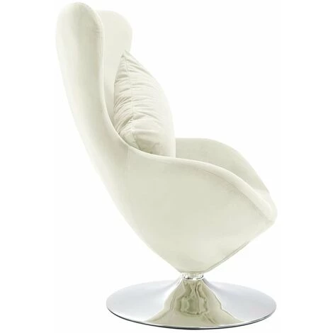 HAPPYSHOPPING Fauteuil Pivotant En Forme D’œuf Avec Coussin Creme Velours 6 HAPPYSHOPPING Fauteuil Pivotant En Forme D’œuf Avec Coussin Creme Velours – Image 4