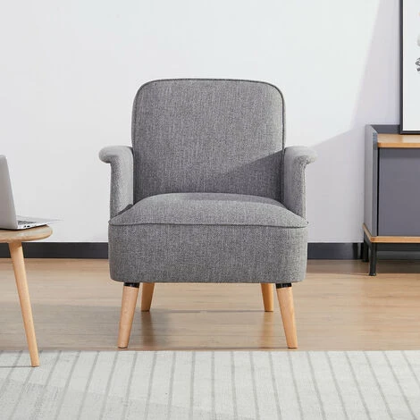 RED DECO Fauteuil Scandi LIZZO Gris Bois Naturel 72x76x77 - Gris 4 RED DECO Fauteuil Scandi LIZZO Gris Bois Naturel 72x76x77 - Gris – Image 2