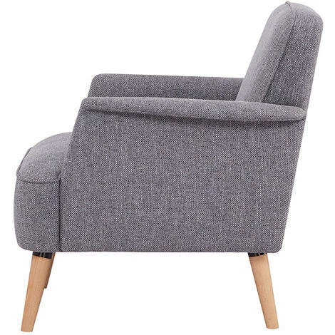RED DECO Fauteuil Scandi LIZZO Gris Bois Naturel 72x76x77 - Gris 7 RED DECO Fauteuil Scandi LIZZO Gris Bois Naturel 72x76x77 - Gris – Image 5