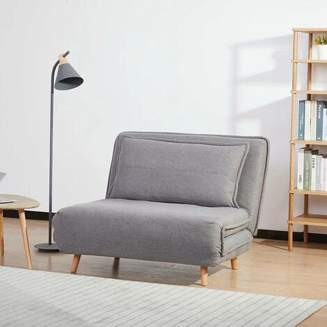 RED DECO Fauteuil Convertible ANTONE Gris Polyester L108cm - Gris 5 RED DECO Fauteuil Convertible ANTONE Gris Polyester L108cm - Gris – Image 3