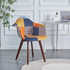 THE HOME DECO FACTORY Fauteuil Patchwork Rétro - Marron -Pas Cher Fauteuil Magasin 40396808 2