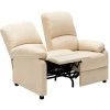 Canapé Inclinable à Tissu Crème 2 Places VidaXL