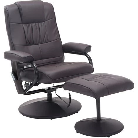 HOMCOM Fauteuil De Massage Et Relaxation électrique Pivotant Inclinable Avec Repose-pied Revêtement Synthétique Chocolat - Marron 3 HOMCOM Fauteuil De Massage Et Relaxation électrique Pivotant Inclinable Avec Repose-pied Revêtement Synthétique Chocolat - Marron