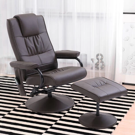 HOMCOM Fauteuil De Massage Et Relaxation électrique Pivotant Inclinable Avec Repose-pied Revêtement Synthétique Chocolat - Marron 4 HOMCOM Fauteuil De Massage Et Relaxation électrique Pivotant Inclinable Avec Repose-pied Revêtement Synthétique Chocolat - Marron – Image 2