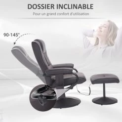 HOMCOM Fauteuil De Massage Et Relaxation électrique Pivotant Inclinable Avec Repose-pied Revêtement Synthétique Chocolat - Marron 11 HOMCOM Fauteuil De Massage Et Relaxation électrique Pivotant Inclinable Avec Repose-pied Revêtement Synthétique Chocolat - Marron -Pas Cher Fauteuil Magasin 40474305 5