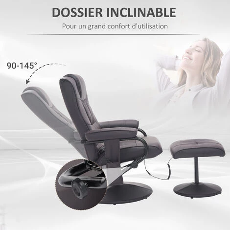 HOMCOM Fauteuil De Massage Et Relaxation électrique Pivotant Inclinable Avec Repose-pied Revêtement Synthétique Chocolat - Marron 7 HOMCOM Fauteuil De Massage Et Relaxation électrique Pivotant Inclinable Avec Repose-pied Revêtement Synthétique Chocolat - Marron – Image 5