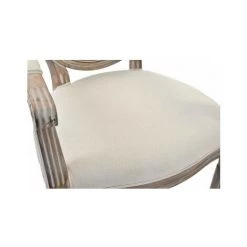 WADIGA Fauteuil Médaillon Classique Bois Et Tissu Beige - Beige -Pas Cher Fauteuil Magasin 40526944 3