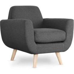 LES TENDANCES Fauteuil Scandinave Tissu Gris Foncé Annis -Pas Cher Fauteuil Magasin 40643273 2