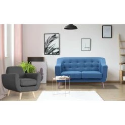 LES TENDANCES Fauteuil Scandinave Tissu Gris Foncé Annis -Pas Cher Fauteuil Magasin 40643273 5