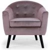 LES TENDANCES Fauteuil Velours Rose Et Pieds Bois Massif Noir Soxford 1 LES TENDANCES Fauteuil Velours Rose Et Pieds Bois Massif Noir Soxford -Pas Cher Fauteuil Magasin 40646599 1