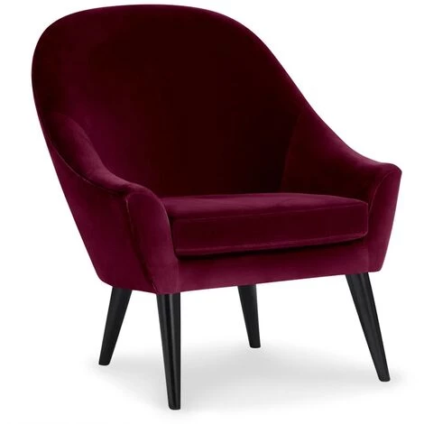 LES TENDANCES Fauteuil Scandinave Velours Bordeaux Kandu 3 LES TENDANCES Fauteuil Scandinave Velours Bordeaux Kandu