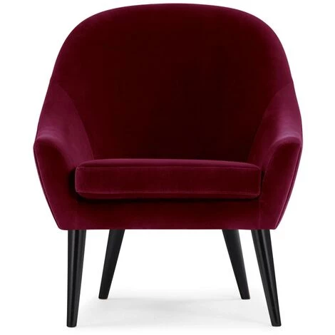 LES TENDANCES Fauteuil Scandinave Velours Bordeaux Kandu 5 LES TENDANCES Fauteuil Scandinave Velours Bordeaux Kandu – Image 3
