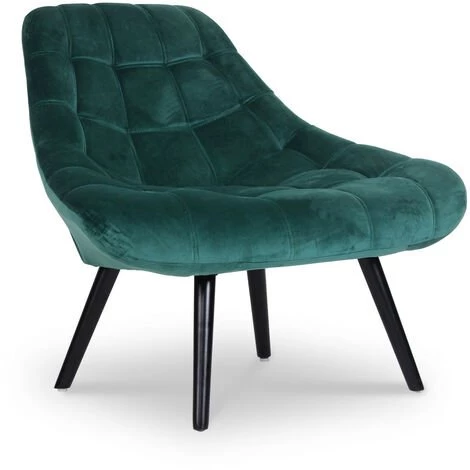 LES TENDANCES Fauteuil Large Velours Vert Et Pieds Bois Noir Méli - Lot De 2 3 LES TENDANCES Fauteuil Large Velours Vert Et Pieds Bois Noir Méli - Lot De 2