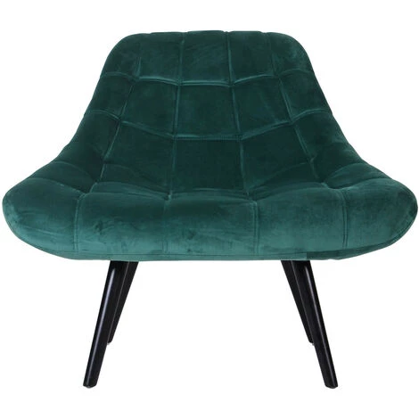 LES TENDANCES Fauteuil Large Velours Vert Et Pieds Bois Noir Méli - Lot De 2 5 LES TENDANCES Fauteuil Large Velours Vert Et Pieds Bois Noir Méli - Lot De 2 – Image 3
