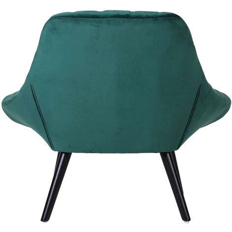 LES TENDANCES Fauteuil Large Velours Vert Et Pieds Bois Noir Méli - Lot De 2 6 LES TENDANCES Fauteuil Large Velours Vert Et Pieds Bois Noir Méli - Lot De 2 – Image 4