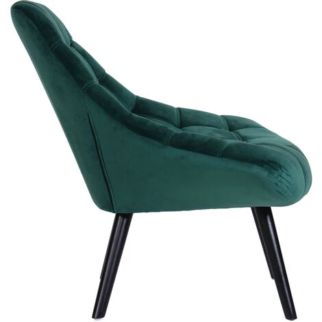 LES TENDANCES Fauteuil Large Velours Vert Et Pieds Bois Noir Méli - Lot De 2 7 LES TENDANCES Fauteuil Large Velours Vert Et Pieds Bois Noir Méli - Lot De 2 – Image 5