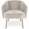 LES TENDANCES Fauteuil Velours Taupe Et Pieds Métal Doré Goldy -Pas Cher Fauteuil Magasin 40690969 1