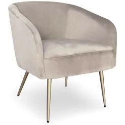 LES TENDANCES Fauteuil Velours Taupe Et Pieds Métal Doré Goldy 8 LES TENDANCES Fauteuil Velours Taupe Et Pieds Métal Doré Goldy -Pas Cher Fauteuil Magasin 40690969 2