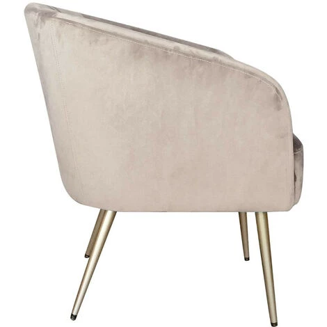 LES TENDANCES Fauteuil Velours Taupe Et Pieds Métal Doré Goldy 5 LES TENDANCES Fauteuil Velours Taupe Et Pieds Métal Doré Goldy – Image 3