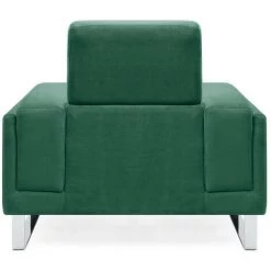 LES TENDANCES Fauteuil Velours Vert Et Pieds Métal Argenté Medra -Pas Cher Fauteuil Magasin 40691468 3