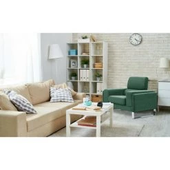 LES TENDANCES Fauteuil Velours Vert Et Pieds Métal Argenté Medra -Pas Cher Fauteuil Magasin 40691468 4