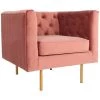LES TENDANCES Fauteuil Velours Rose Et Pieds Bois Clair Tacha -Pas Cher Fauteuil Magasin 40691487 1