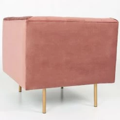 LES TENDANCES Fauteuil Velours Rose Et Pieds Bois Clair Tacha -Pas Cher Fauteuil Magasin 40691487 3