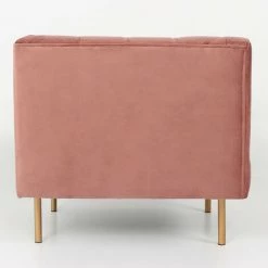 LES TENDANCES Fauteuil Velours Rose Et Pieds Bois Clair Tacha -Pas Cher Fauteuil Magasin 40691487 4