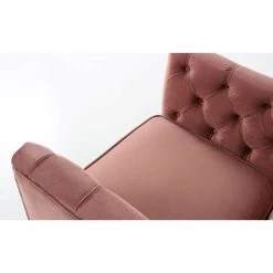 LES TENDANCES Fauteuil Velours Rose Et Pieds Bois Clair Tacha -Pas Cher Fauteuil Magasin 40691487 5