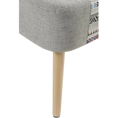 LES TENDANCES Fauteuil Tissu Gris Motif Ethnique Et Pieds Bois Clair Celian 7 LES TENDANCES Fauteuil Tissu Gris Motif Ethnique Et Pieds Bois Clair Celian – Image 5