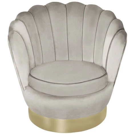 LES TENDANCES Fauteuil Pivotant Velours Taupe Et Pied Métal Doré Belly 4 LES TENDANCES Fauteuil Pivotant Velours Taupe Et Pied Métal Doré Belly – Image 2