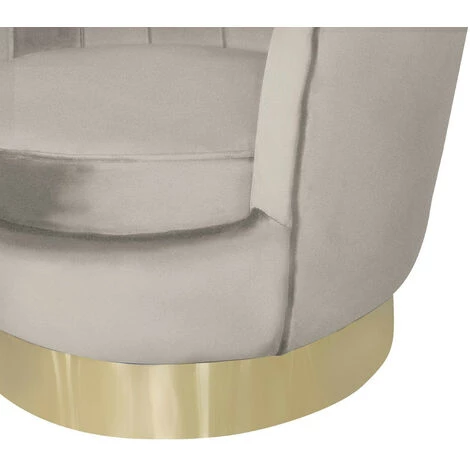 LES TENDANCES Fauteuil Pivotant Velours Taupe Et Pied Métal Doré Belly 7 LES TENDANCES Fauteuil Pivotant Velours Taupe Et Pied Métal Doré Belly – Image 5
