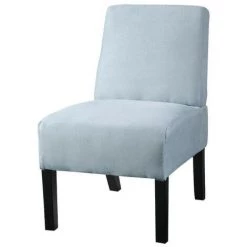 LES TENDANCES Fauteuil Tissu Bleu Et Pieds Bois Massif Noir Berrie