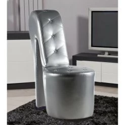 LES TENDANCES Fauteuil Design Chaussure à Talon Simili Cuir Gris Zapat -Pas Cher Fauteuil Magasin 40697227 4