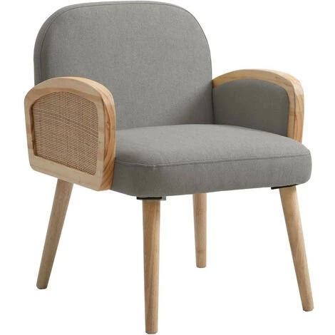 LES TENDANCES Fauteuil Scandinave Tissu Gris Clair Et Bois Massif Clair Uraia 3 LES TENDANCES Fauteuil Scandinave Tissu Gris Clair Et Bois Massif Clair Uraia